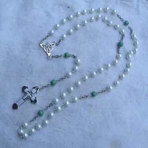 Handmade Faux Pearl & Cats Eye Rosary